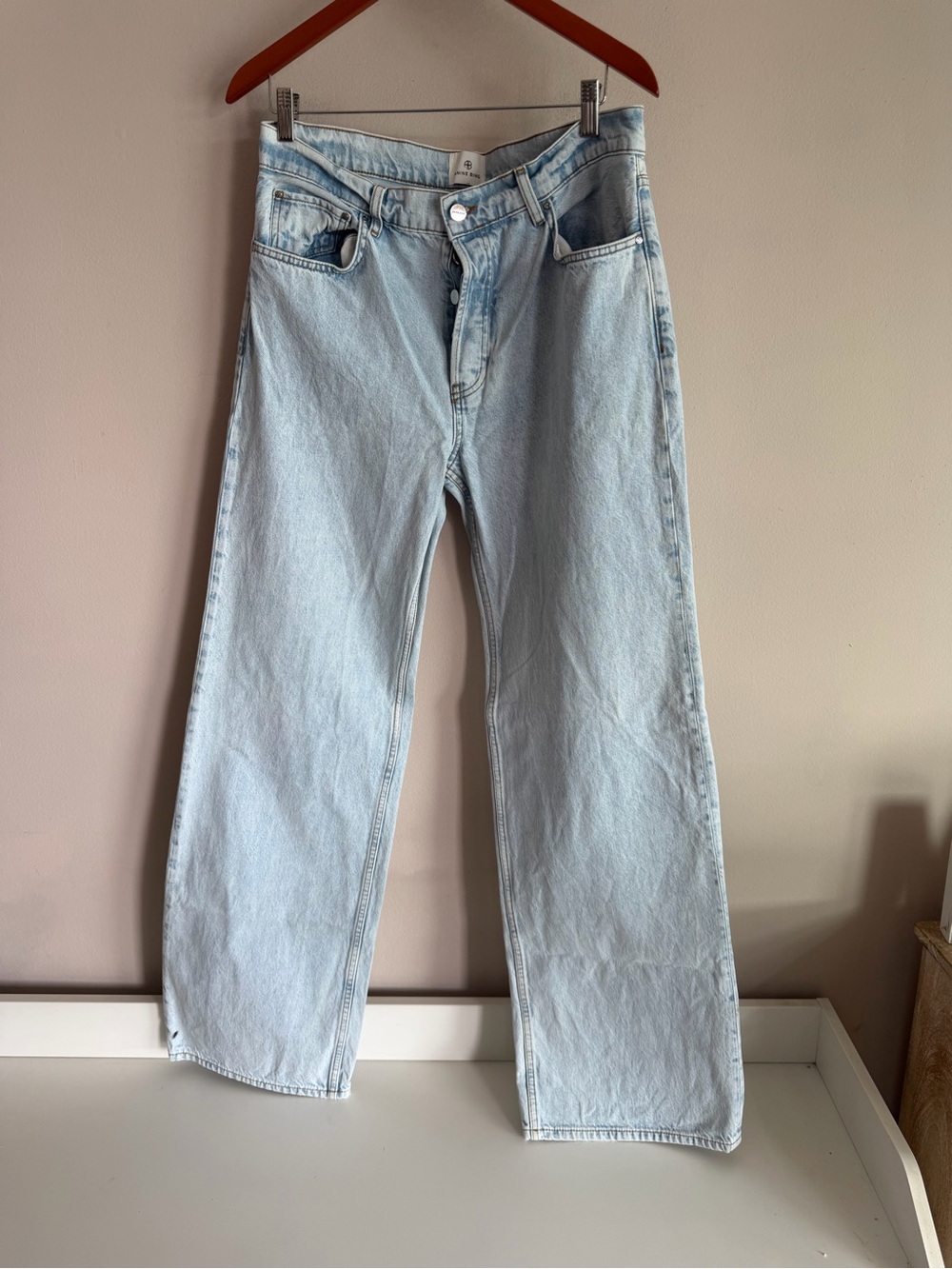 Anine Bing Light Indigo Wide Leg Organic Cotton Denim Jeans Size 30